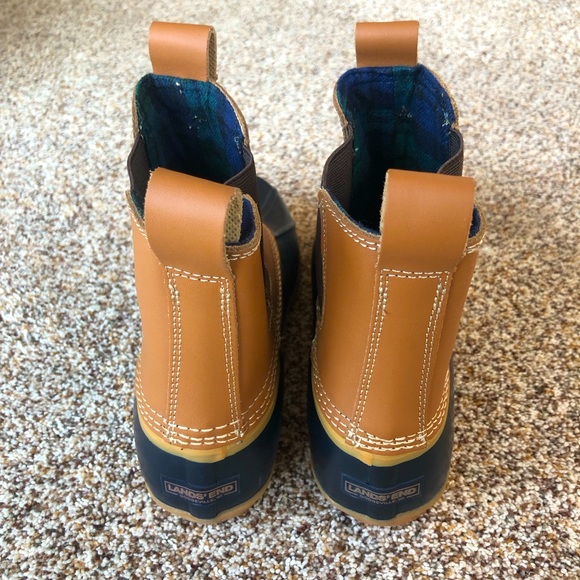 Lands' End Black and Tan Winter & Rain Boots - New No Box - Picture 4 of 9